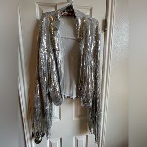 Silver Fringe Sequin Jacket
